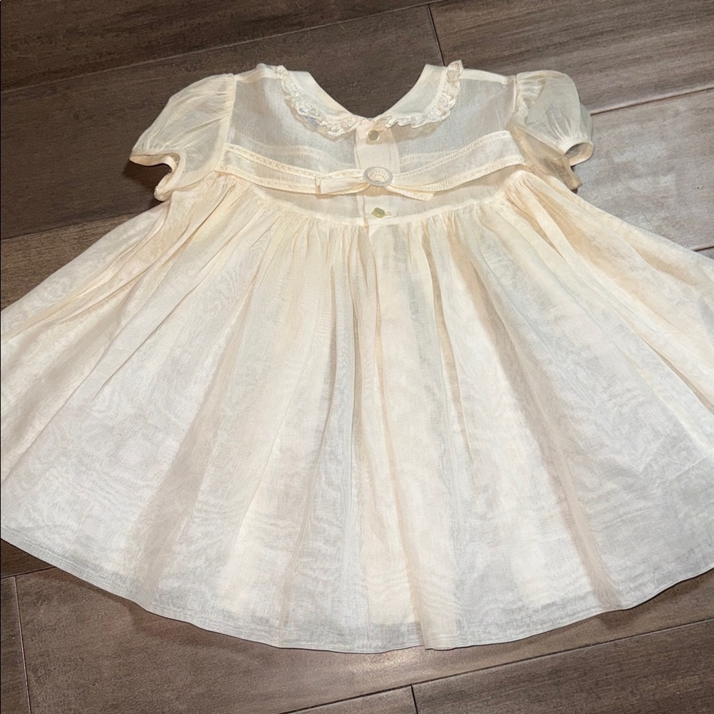Vintage Wee Tog Organza Smocked Dress Heirloom Embroidered 12M - Picture 5 of 7
